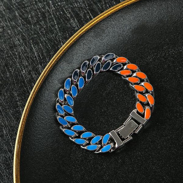 

link, chain fashion punk colorful enamel curb cuban link necklaces rainbow bracelets for men women gold choker alloy jewelry gifts, Black