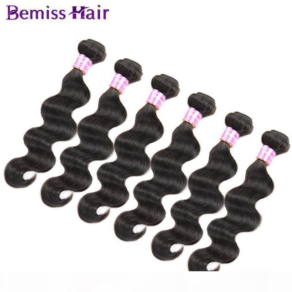 

brazilian body wave bundles 100% unprocessed natural color peruvian cambodian mongolian indian malaysian virgin human hair weave extensions, Black