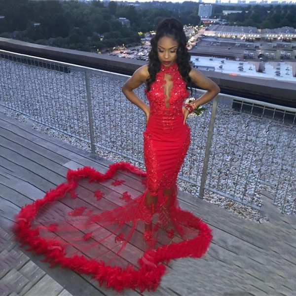 

party dresses mermaid prom 2021 women formal feathers sequins long evening african arabic girls abendkleider, White;black