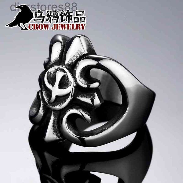 

ring crow titanium steel jewelry punk flower fashion men's wj-104, Silver