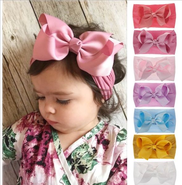 

5 design baby girls headband nylon babies fashion hair accessories infant toddler hairband solid pure color many style, Slivery;white