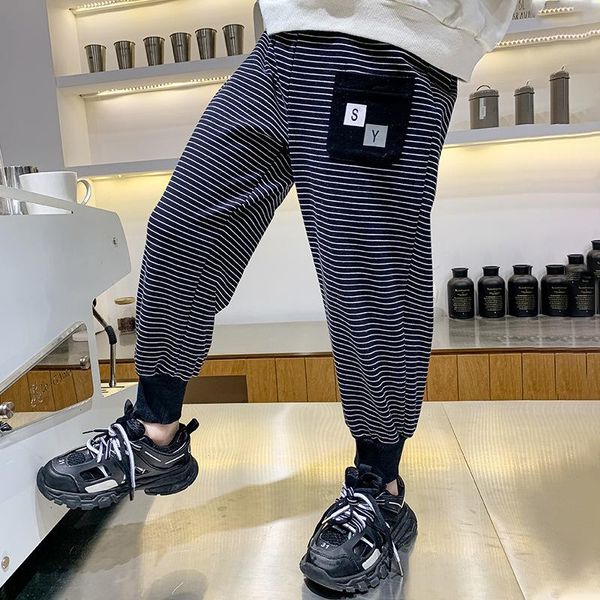 

trousers children pants boy sports big spring autumn teenage striped casual kids for boys clothes age 3-14 years, Blue