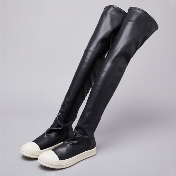 

women over knee high boots slip on winter leather boots big size ladies long boots p25t50, Black