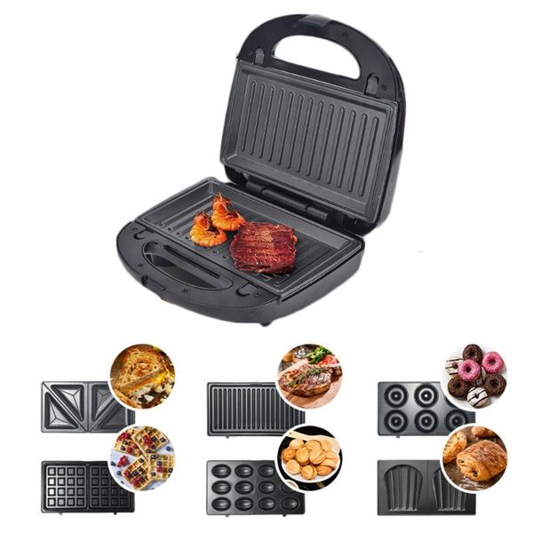 

bread makers 750w 6 in1 electric waffles maker sandwich machine bbq bubble egg cake oven kitchen breakfast waffle donuts multi-baker