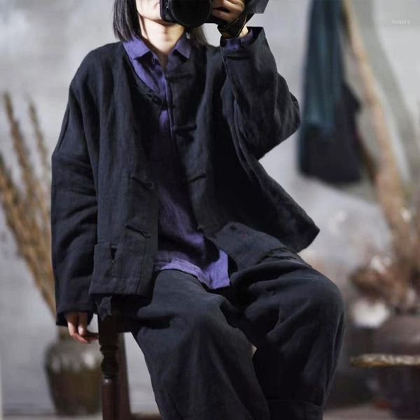 

women's jackets women linen retro short ladies vintage spring 2021 coat female single breasted solod color simple outerwear, Black;brown