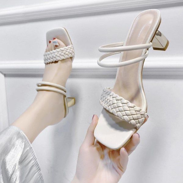 

simple style bling square heels woman pumps high heels women slippers summer shoes celebrity wearing zapatillas mujer, Black