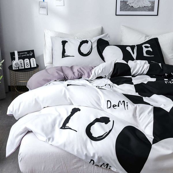 

bedding duvet cover set with love heart comforter quilt and pillow case twin//king size bedcloth home l use