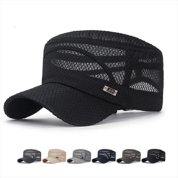 

military hat for men summer breathable mesh army snapback flat hats cadet roof cap casual dad caps women, Blue;gray