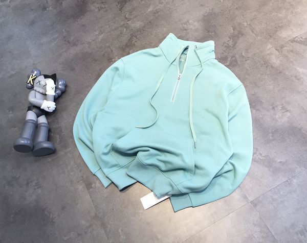 

70% off 091801k couple star style zipper small high collar embroidered letter sweater, Black