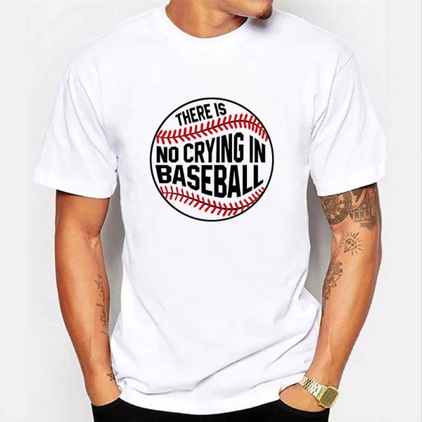 

men's t-shirts casual shirt summer fashion cool tees print no crying short sleeve men clothing streetwear outdoor sport baseball t-shir, White;black