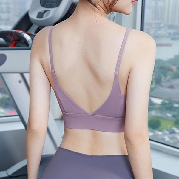 

yoga outfit women v shape sport bra breathable running crop fitness clothing gym padded push up female
