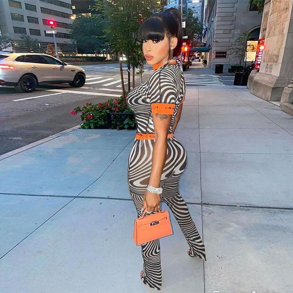 

women's two piece pants women cropped suit striped print short sleeve shirt high waist wrapped clubwear sets, White