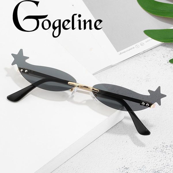 

sunglasses 2021 rimless for women men star luxury trending narrow sun glasses streetwear pink uv400 mirror metal party eyewear, White;black