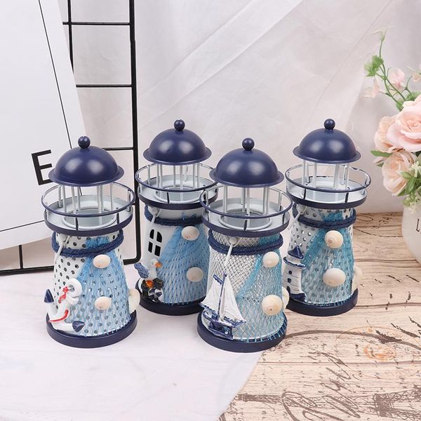 

candle holders mediterranean tower holder lighthouse iron candlestick table home holiday wedding party deskdecor metal
