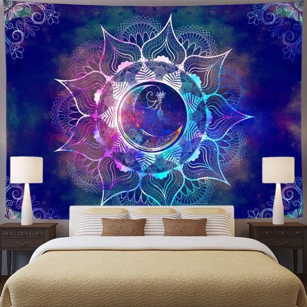 

tapestries mandala tapestry blue starry sky and moon bohemian hippie trippy 2021