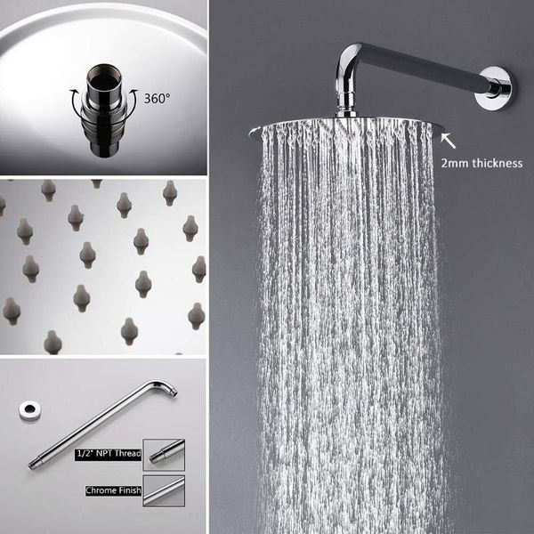 

vidric vidric chrome round style shower faucet set concealed rainfall shower system bathtub cold water mixer faucet t
