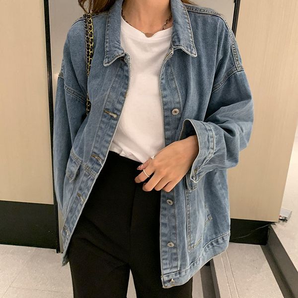 

women's jackets bf jacket harajuku female casual, lapel, long sleeve, black , spring, fall, women vintage, loose, single-breasted, blue, Black;brown