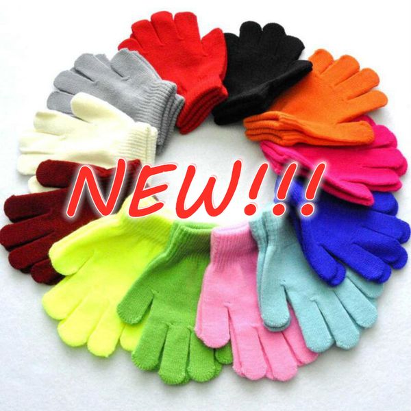 

dhl children winter gloves solid candy color boy girl acrylic glove kid warm knitted finger stretch mitten student outdoor glove gift fy7325