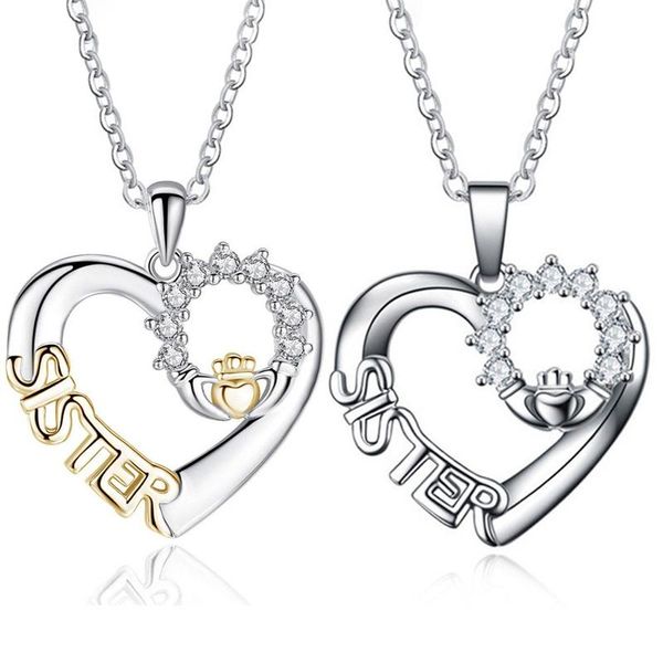 

pendant necklaces 1pcs high-grade the loving friendship necklace sister zircon for birthday gift, Silver