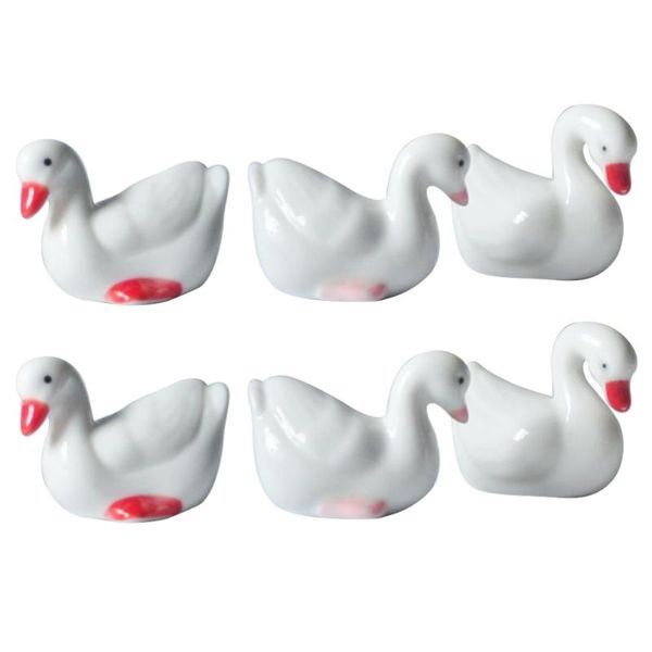 

chopsticks 6pcs ceramic white swan shape rest lovely stand rack spoon fork holder cartoon animal crafts ornaments (th