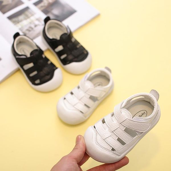 

sandals summer genuine leather baby for girls boys children shoes soft bottom little kids toddler, Black;red