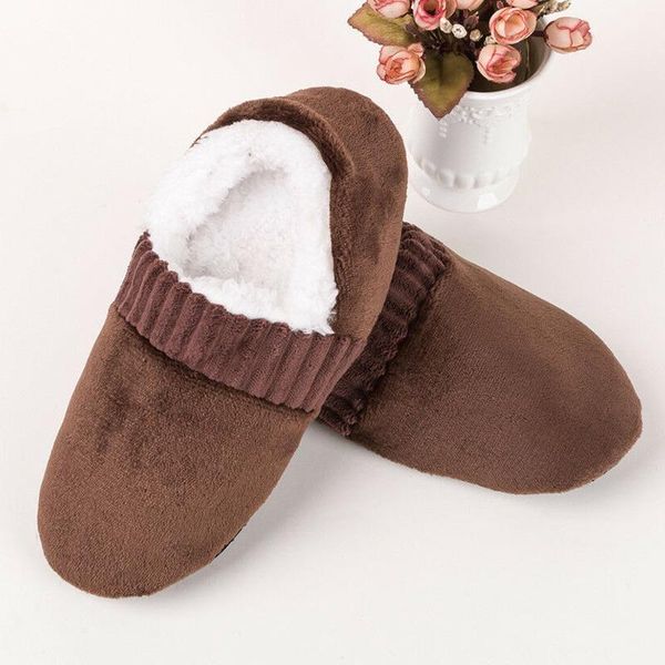 

slippers men soft house floor socks anti-slip indoor winter warm slipper hsj88, Black