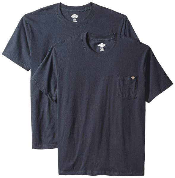 

men's short sleeve pocket t-shirt 2-pack, dark navy, 2x, White;black