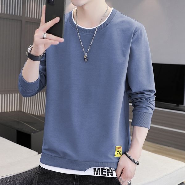 

men's long sleeve t-shirt 2021 autumn new korean fashion youth loose casual top, White;black