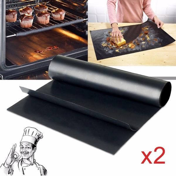 

tools & accessories 2pcs/set reusable non-stick bbq grill mat 0.2mm thick ptfe barbecue baking liners cook pad microwave oven tool