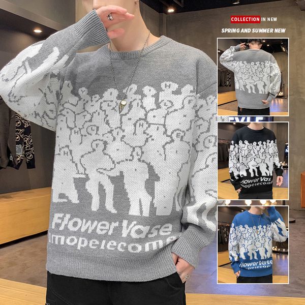 

2021 new fall oversized winter released man's coarse cotton male cashmere casual pullovers of men's knitted sweaters 1wx8, White;black