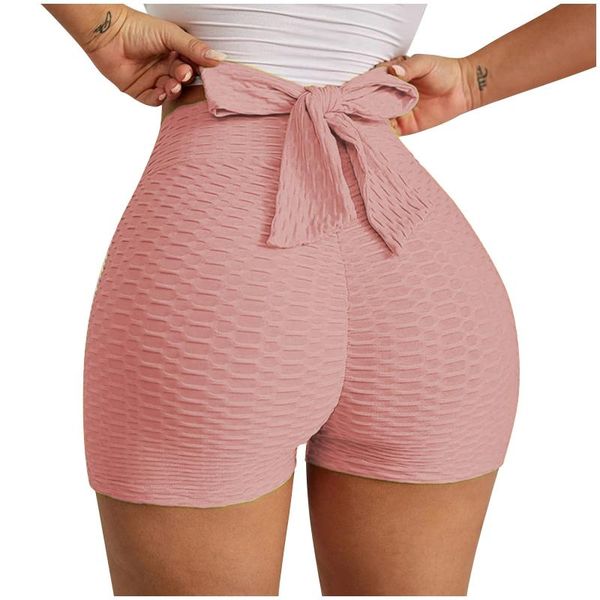 

women's shorts bowknot sports high waist fitness bulift gym workout yo-ga active running, White;black