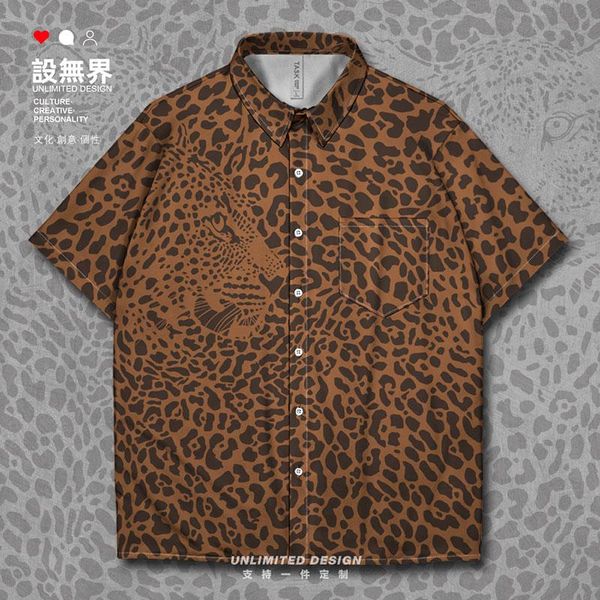 

men's casual shirts jungle tiger zebra leopard animal striped pattern short-sleeved shirt workout oversized mens trends fashion clothes, White;black