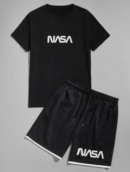 

men letter graphic tee with shorts i4rq#, Gray