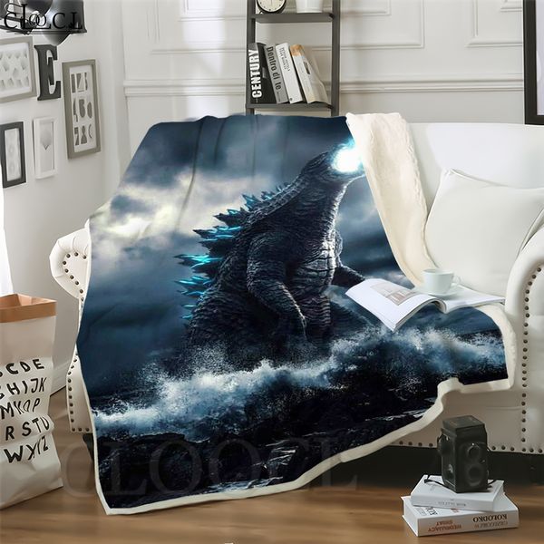 

cloocl blankets sci-fi monster movie godzilla 3d print harajuku air conditioning blanket sofa teens bedding throw plush quilt