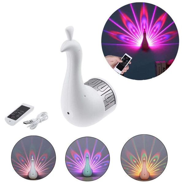 

wall lamp colorful night light with remote led lights projector control touch peacock projection for kids room
