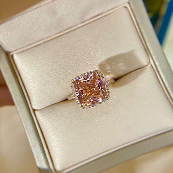 

hbp luxury jewelry new 925 sterling silver high carbon diamond electroplating rose gold fat square * 10 fashion women's ring