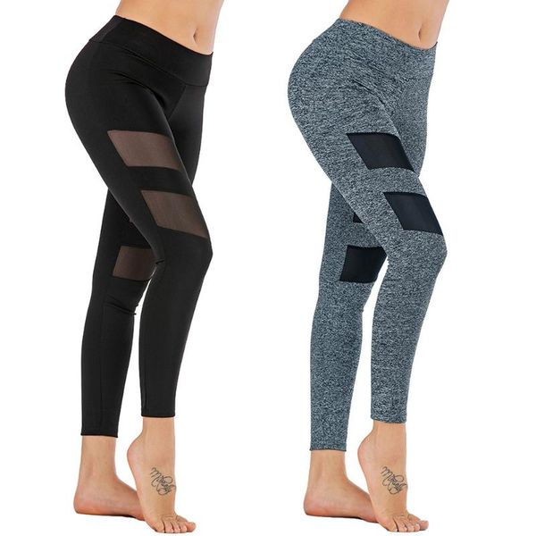 

yoga outfits women pants splice mesh quick dry slim fit ladies leggings for fitness do2, White;red