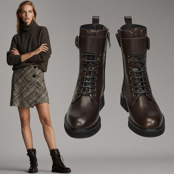 

boots daveanddi england retro high street fashion cowhide soft zippers women shoes woman botas mujer, Black