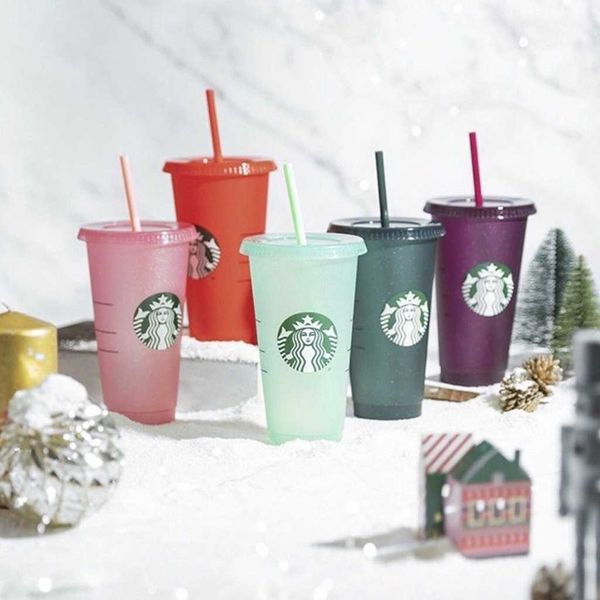 

starbucks creative glitter powder with lid reusable plastic water strawcup