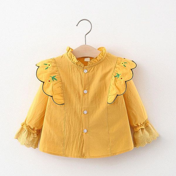 

jackets baby girl blouses fashion infant flowers embroidery clothes autumn toddler long-sleeved flying single-breasted t-shirt, Blue;gray