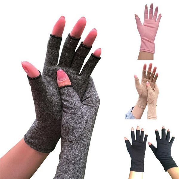 

1 pair arthritis gloves premium arthritic joint pain relief hand gloves therapy open fingers, Black;red