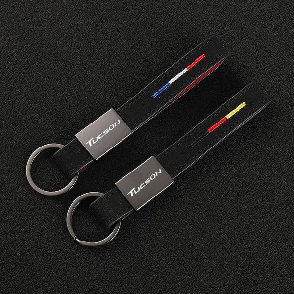 

keychains 2021 fashion leather keychain business gift car styling key ring for hyundai elantra accent azara loniq santa sonata tucson, Silver