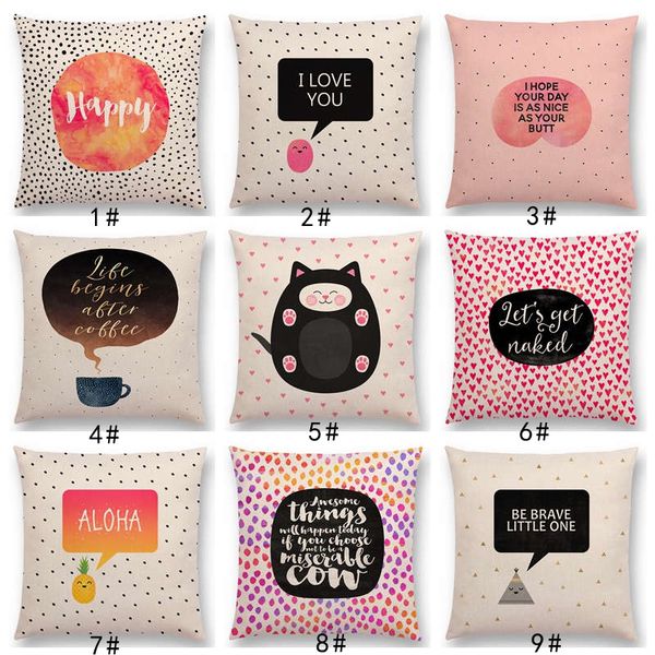 

latest happy love warm words colorful spots kind heart fierce mind brave spirit cushion cover car decor sofa throw pillow case