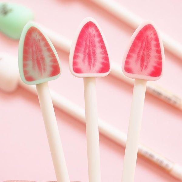 

gel pens coloffice kawaii 2pcs strawberry sandwich pen cute girl heart signature korea creative stationery student supplies 0.5mm
