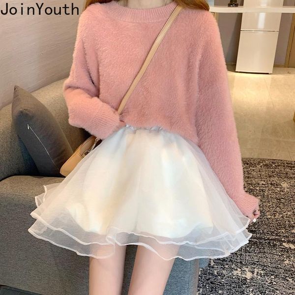 

skirts joinyouth puff ball skirt women high waist slim fit sweet jupe spring guaze all-match saia femme roupas faldas mujer moda 2021, Black