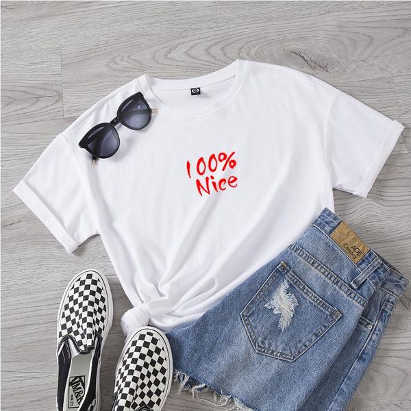 

women's t-shirt t shirt for women summer chic short sleeve girl harajuku 100%nice letter print tees lady oversized men and, White