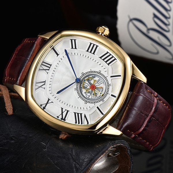 

mens simple watch satch gift leather strap quartz movement fashion business sports leisure cocktail watch, Slivery;brown