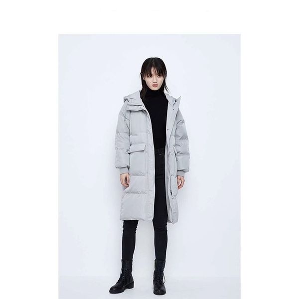 

2021 winter new women's hooded long thickened loose down jacket, Black