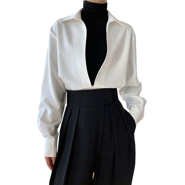 

2021 women spring deep v-neck designs blouses fashion women's shirts xbb2, White