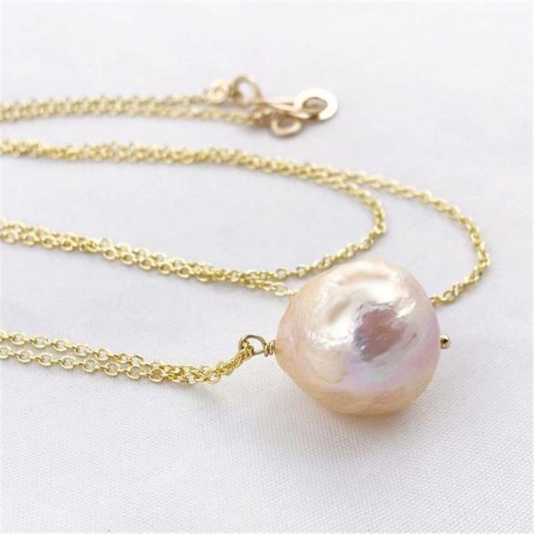 

pendant necklaces natural edison baroque shaped 11-14mm pearl necklace clavicle chain, Silver